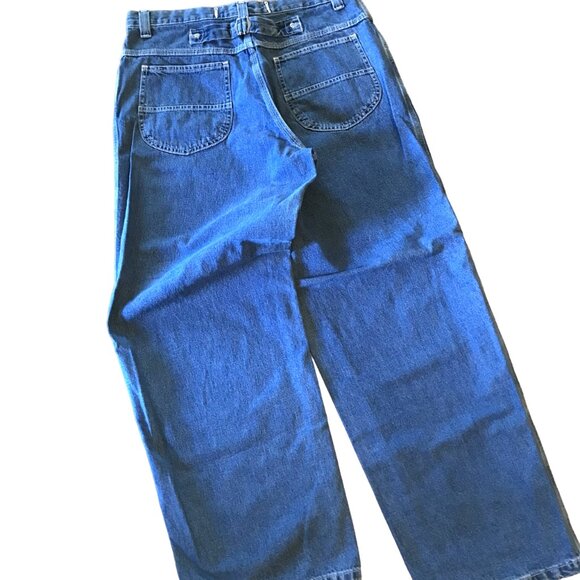 North West Blue Cinch-Back Jeans, Vintage 80s High Waisted Blue Jeans, Size 16 - Picture 3 of 10